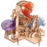 Marbleocity Triple Play 4-Bar Link — Build A Wood Marble Machine — Tinkineer STEM Kit — for Ages 9+