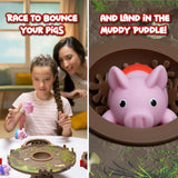 PlayMonster Pigs on Trampolines Board Games – Family Game, Kids Games, Multi-Player, Board Games for Family Night, Preschool Toys, Hand-Eye-Coordination Game, The Muddiest Pig Wins The Game, Ages 6+