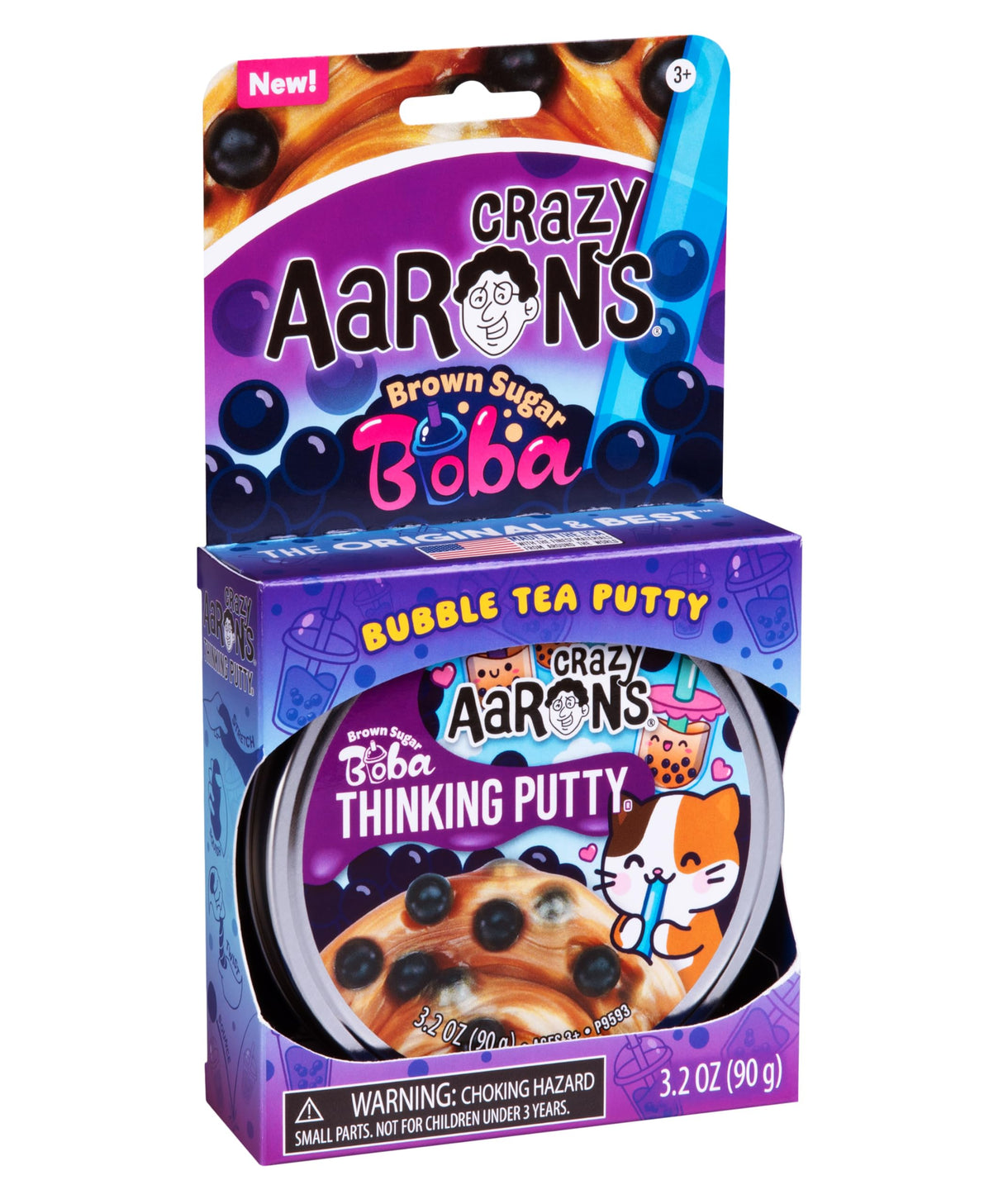 Crazy Aaron’s 4” Brown Sugar Boba Thinking Putty 90 Grams - Never Dries Out - Sensory Play Putty - Creative Toy for Kids and Adults - Crazy Aaron’s Thinking Putty® - Made in The USA