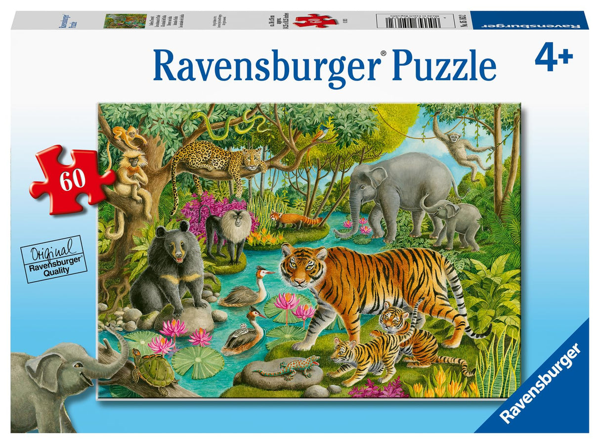 Ravensburger 60-Piece Animals of India Jigsaw Puzzle for Kids | Sturdy, Colorful and Glare-Free | Unique Pieces | Eco-Friendly