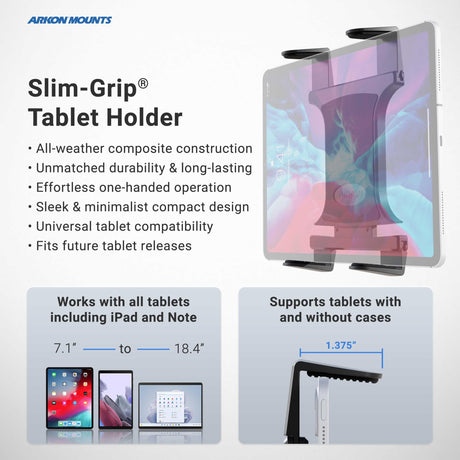 ARKON Mounts - Heavy Duty Drill Base Tablet Mount | Fits iPad and Samsung Tablets