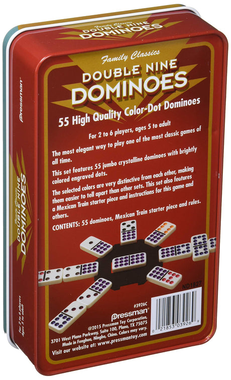 Pressman Dominoes Double 9 in tin