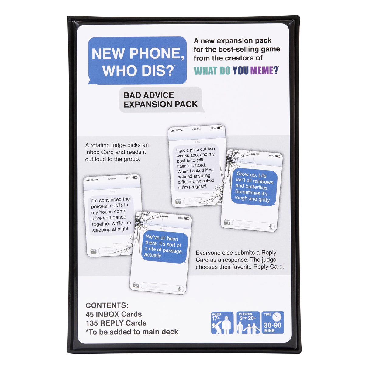 New Phone, Who Dis? Bad Advice NSFW Expansion Pack by Relatable, Designed to be Added to the New Phone, Who Dis? Core Game, A Funny Card Game for Adults, Includes 45 Inbox Cards and 135 Reply Cards