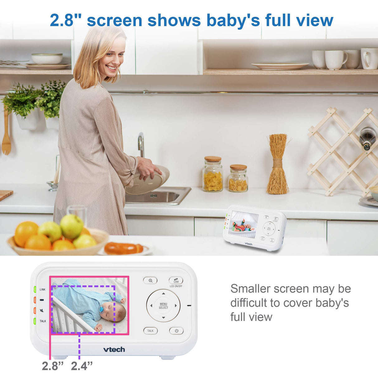 VTech VM3252 Baby Monitor, 2.8” Screen