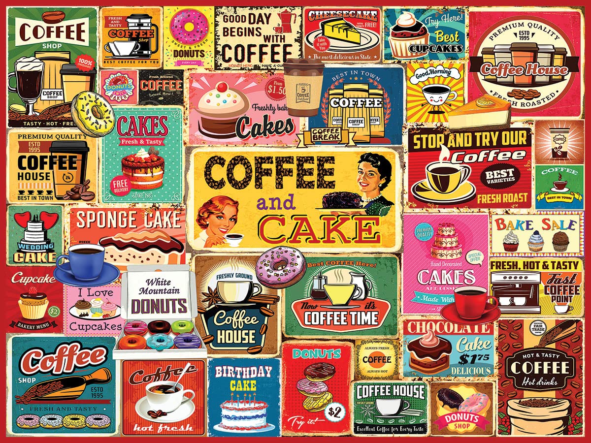 White Mountain - Coffee & Cake, 500 Piece Jigsaw Puzzle, Sweets & Muffins Puzzle