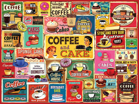 White Mountain - Coffee & Cake, 500 Piece Jigsaw Puzzle, Sweets & Muffins Puzzle