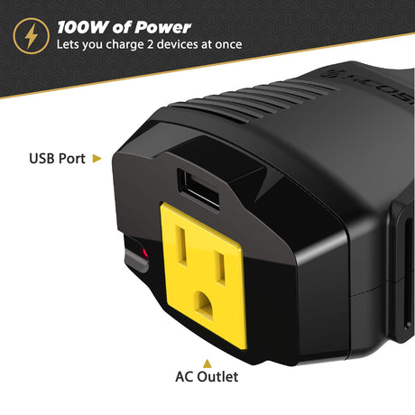 Scosche - Portable Power Inverter 100w - Black