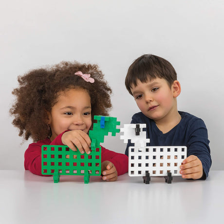 PLUS PLUS Big - Baseplate Duo, Green & White - Base Accessory for Building and displaying Creations, Construction Building Stem/Steam Toy for Toddlers and Preschool