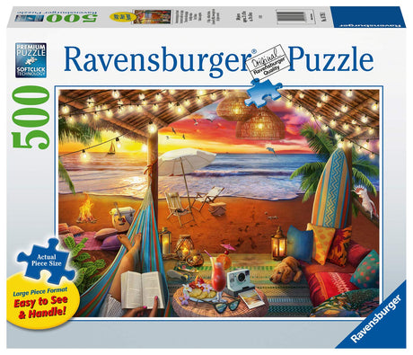 Ravensburger Cozy Cabana Puzzle - Tranquil 500-Piece Jigsaw | Unique Softclick Technology | Large Format | FSC-Certified Materials | Ideal Family Fun Activity