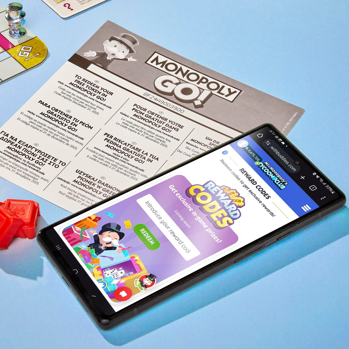 Monopoly GO! Board Game | Inspired by The Popular Mobile Board Game | Ages 8+ | 2-4 Players | 15 Mins. | Family Games | Travel Games for Kids and Adults