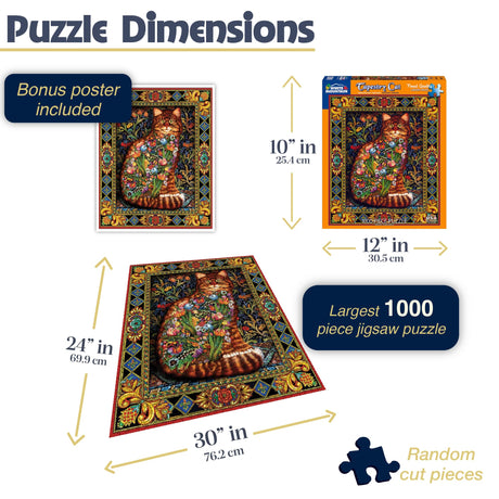 White Mountain Puzzles - Tapestry Cat - 1000 Piece Jigsaw Puzzle - image 3