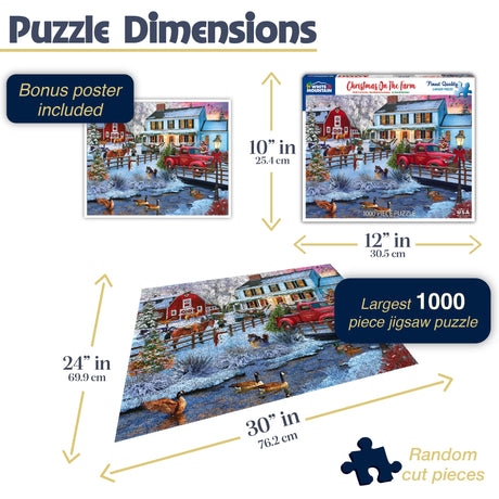 White Mountain Puzzles - Christmas on The Farm - 1000 Piece Jigsaw Puzzle - image 3