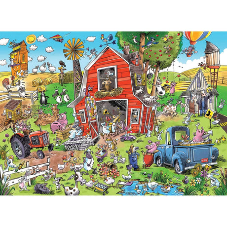 Cobble Hill 1000 Piece Puzzle - DoodleTown: Farmyard Folly - Sample Poster Included