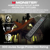 MONSTER POWER STRIP SURGE 6 AC 2 USB A BLACK