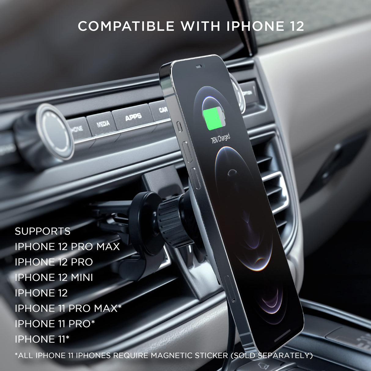 Satechi - Magnetic Wireless Car Charger - Space Gray