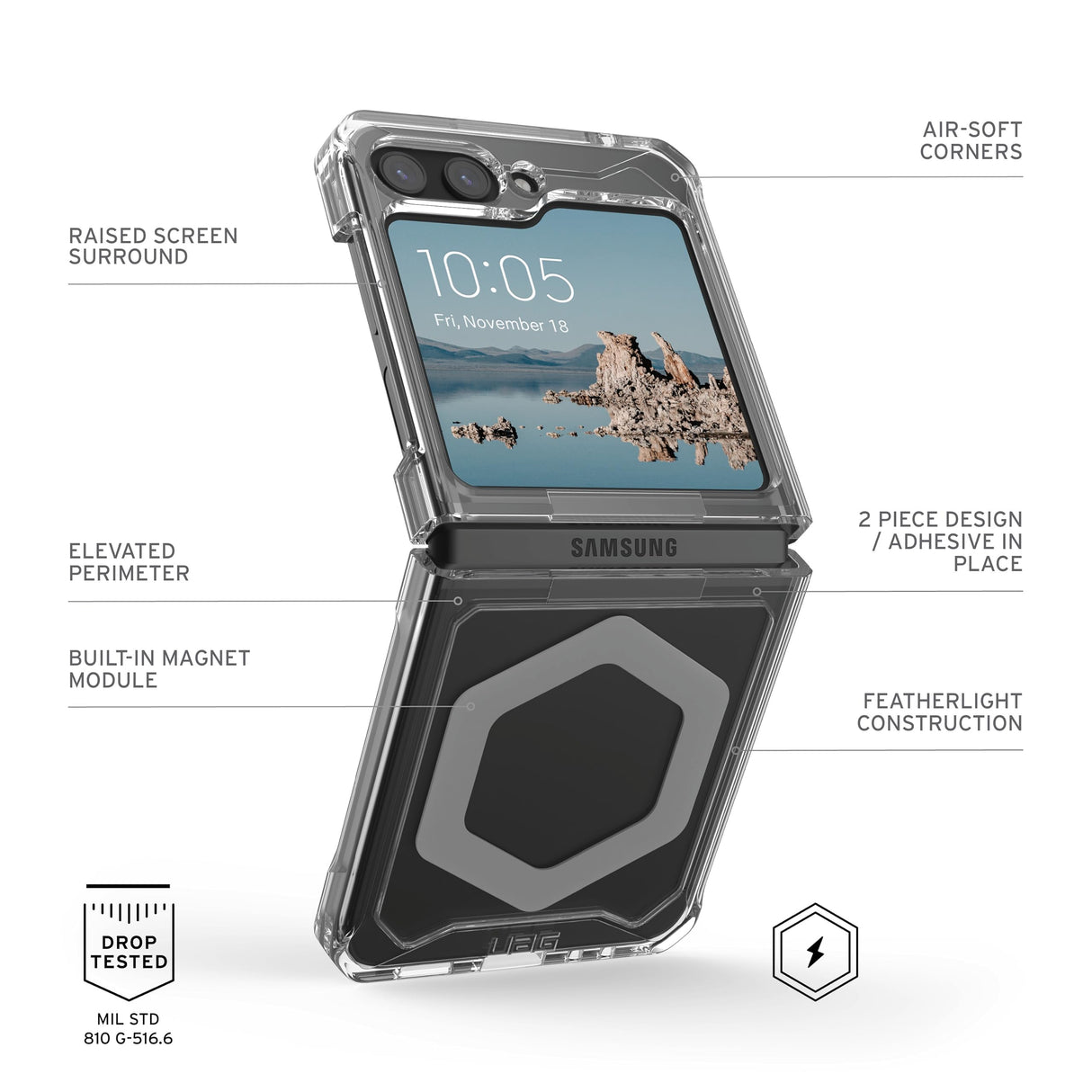 Urban Armor Gear (uag) - Plyo Pro Case For Samsung Galaxy Z Flip5 - Ice And Silver