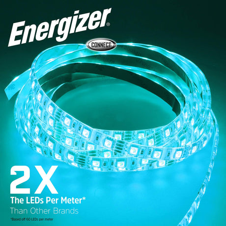 Energizer Smart Wi-Fi LED Light Strip, 16.4ft, Multi-Color and Single White, with App, Compatible with Alexa, Google Assistant and Siri, Customizable, Kitchen, Bedroom, Office, Monitor Backlighting