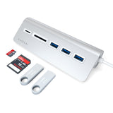 Satechi - Usb C Aluminum Usb 3.0 Hub And Card Reader - Silver