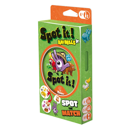 Spot It! Animals Junior Card Game (Eco-Blister)| Matching Game | Fun Kids Game for Family Game Night | Travel Game for Kids | Ages 4+ | 2-5 Players | Avg. Playtime 10 Mins | Made by Zygomatic