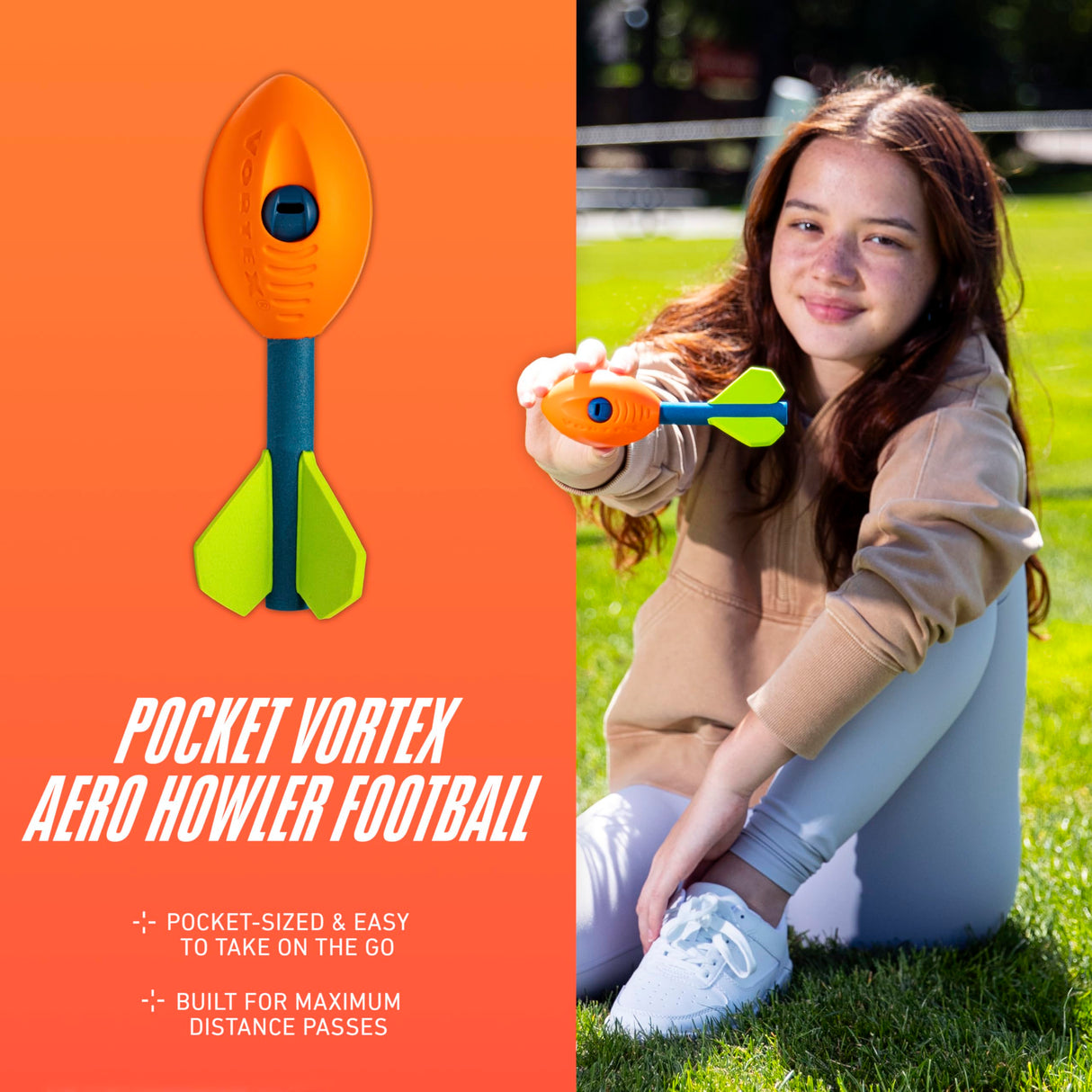 NERF Vortex Mini Aero Howler Foam Football - NERF Soft Mini Vortex Football for Long-Distance Throws - Perfect for Pool + Beach Football - Kids Aero Howler Whistle Vortex Foam Ball