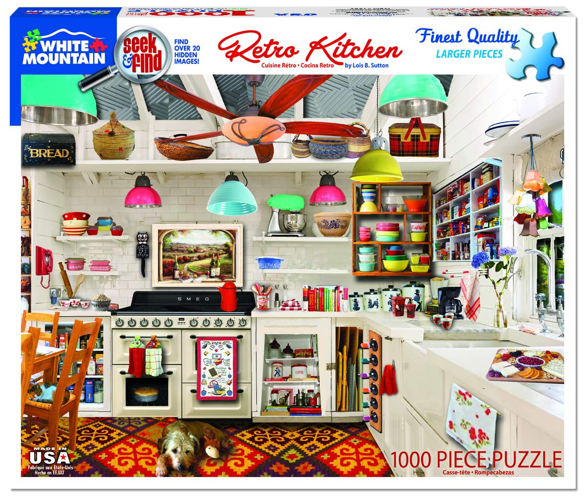 White Mountain Puzzles Retro Kitchen Seek & Find - 1000 Piece Jigsaw Puzzle, 24" x 30"