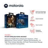 Motorola - Hk385 In Ear Mono Bluetooth Headset - Black