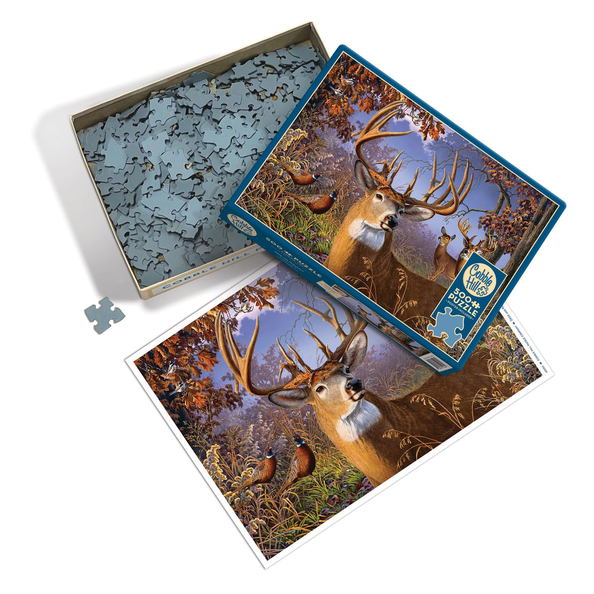 Cobble Hill 500 Piece Puzzle - Deer and Pheasant - Sample Poster Included