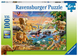 Ravensburger Savannah Jungle Waterhole Puzzle - 100 Unique Pieces | Kid-Friendly, Educational Toy | Enhances Concentration and Creativity | FSC-Certified, Sustainability Assured