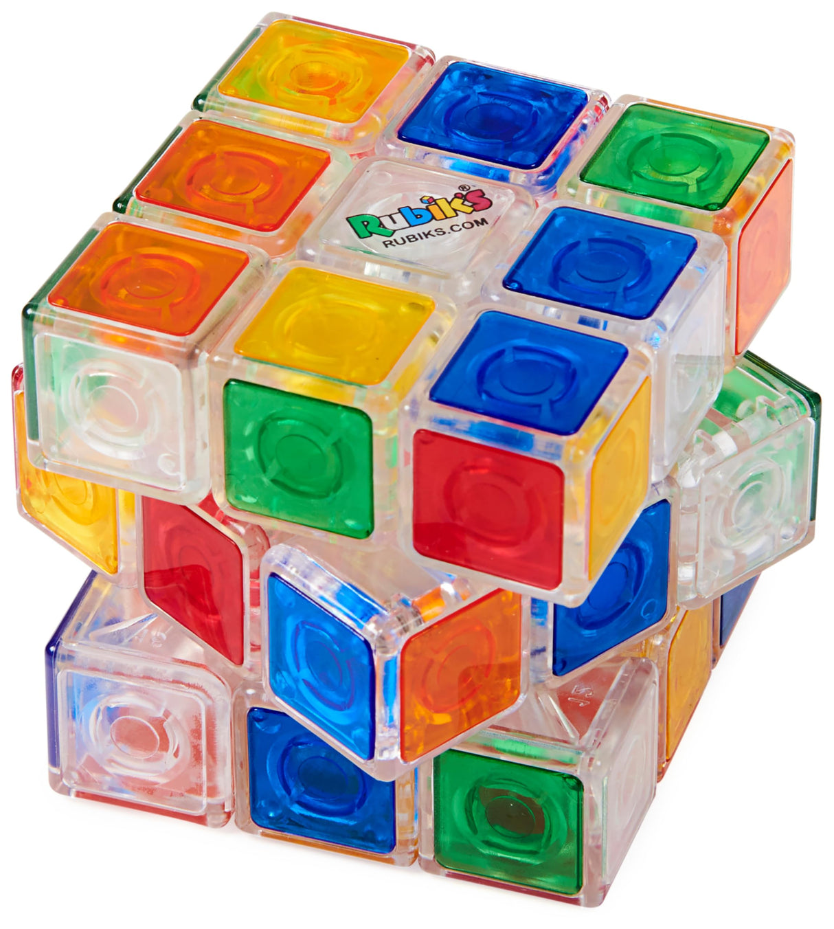 Rubik’s Cube, Crystal Cube, Transparent 3x3 Cube Color-Matching Brain Teaser Puzzle Game, Christmas Gifts for Kids, Stocking Stuffers, for Ages 8+