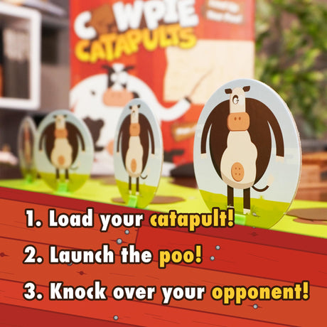 Cowpie Catapults, Launch Poo, Knock Over Cows, and Be The Last Moo Standing! Funny 2 Player Board Game for Kids & Family, Ages 6+