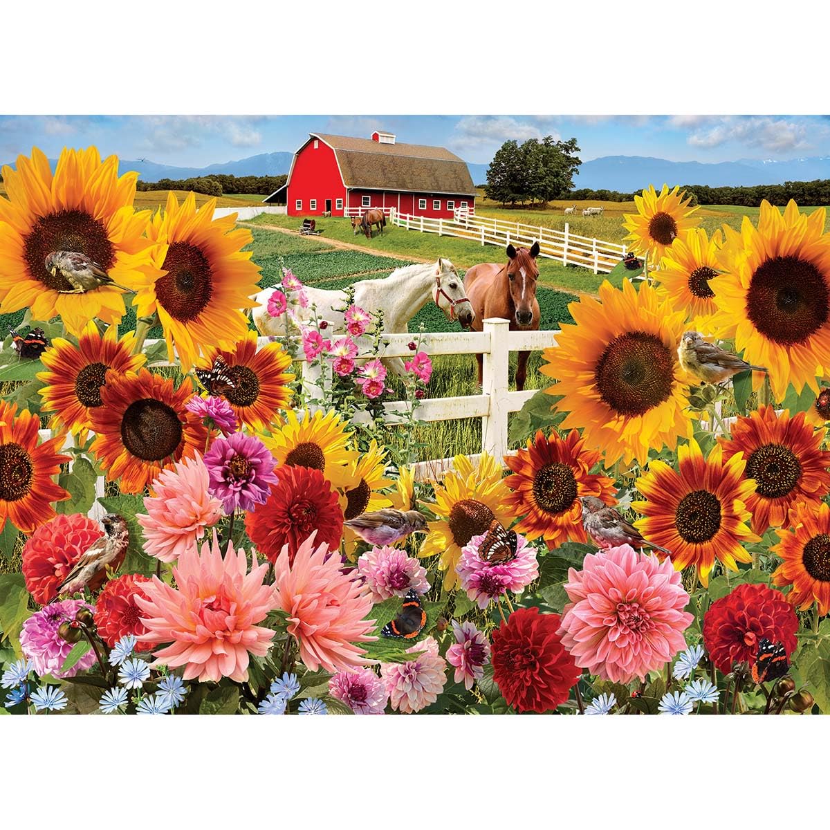 Cobble Hill 1000 Piece Puzzle - Sunflower Farm - Sample Poster Included