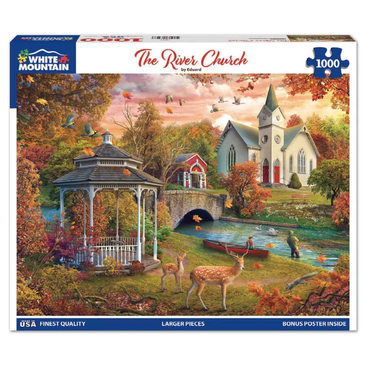 White Mountain Puzzles - The River Church - 1000 Piece Jigsaw Puzzle for Adults - Fun Family Activity