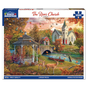 White Mountain Puzzles - The River Church - 1000 Piece Jigsaw Puzzle