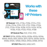 HP 67 Tri-color Ink Cartridge | Works with HP DeskJet 1255, 2700, 4100 Series, HP ENVY 6000, 6400 Series