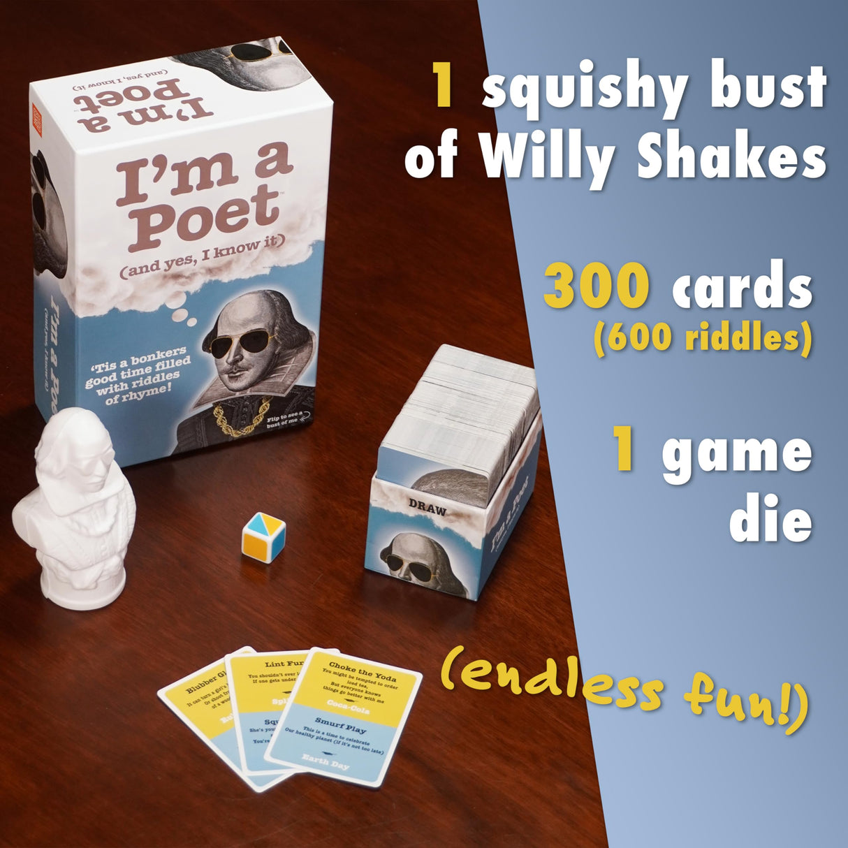 I'm a Poet, The Funny Riddle Solving Game, Guess The Rhyming Phrase, Card Game for Family Game Night and Large Groups, 3+ Players Ages 12+