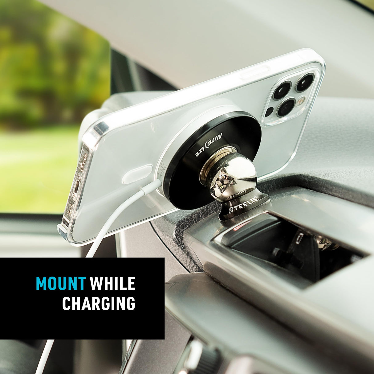 Nite Ize - Steelie Orbiter Plus Dash Mount Kit For Magsafe - Silver And Black