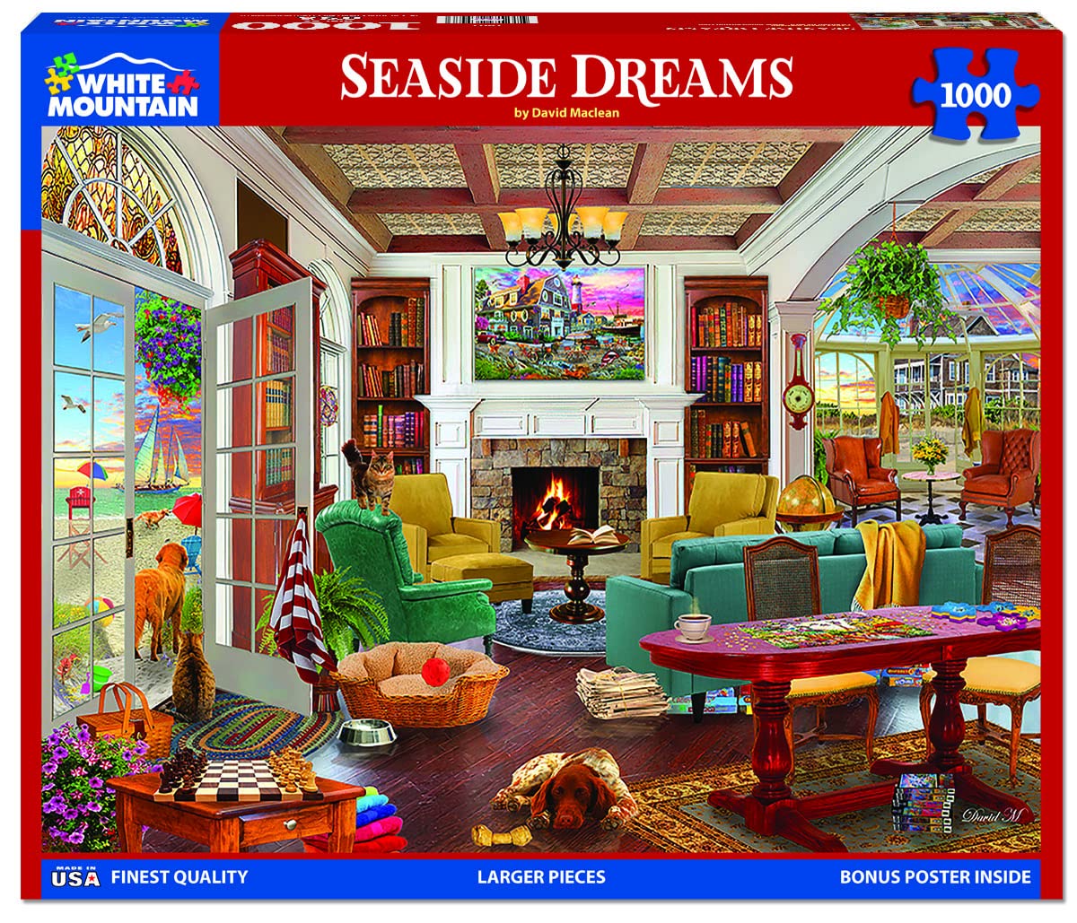 White Mountain Seaside Dreams 1000 Piece Jigsaw Puzzle Summer Beach House Puzzles for Adults and Family