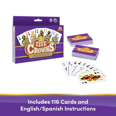 PlayMonster Five Crowns — The Game Isn't Over Until the Kings Go Wild! — 5 Suited Rummy-Style Card Game — For Ages 8+