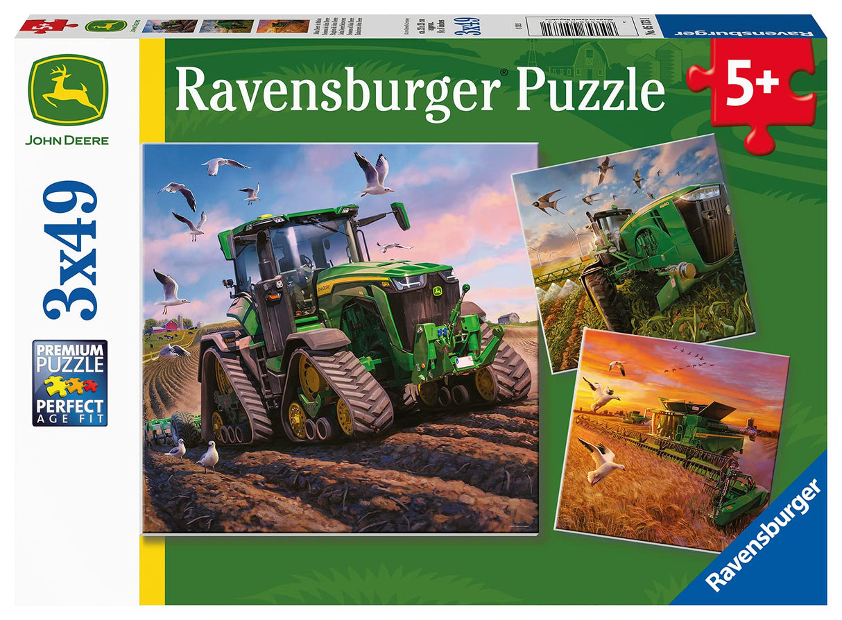 Ravensburger Seasons of John Deere 3 x 49 Piece Jigsaw Puzzle Set for Kids - 05173 - Every Piece is Unique, Pieces Fit Together Perfectly