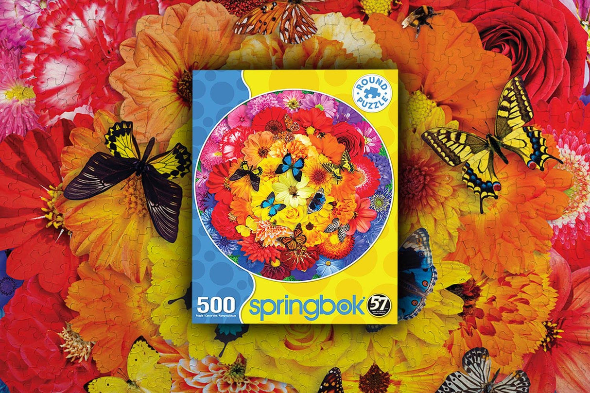 Springbok 500 Piece Round Jigsaw Puzzle Colorful Bloom - Made in USA