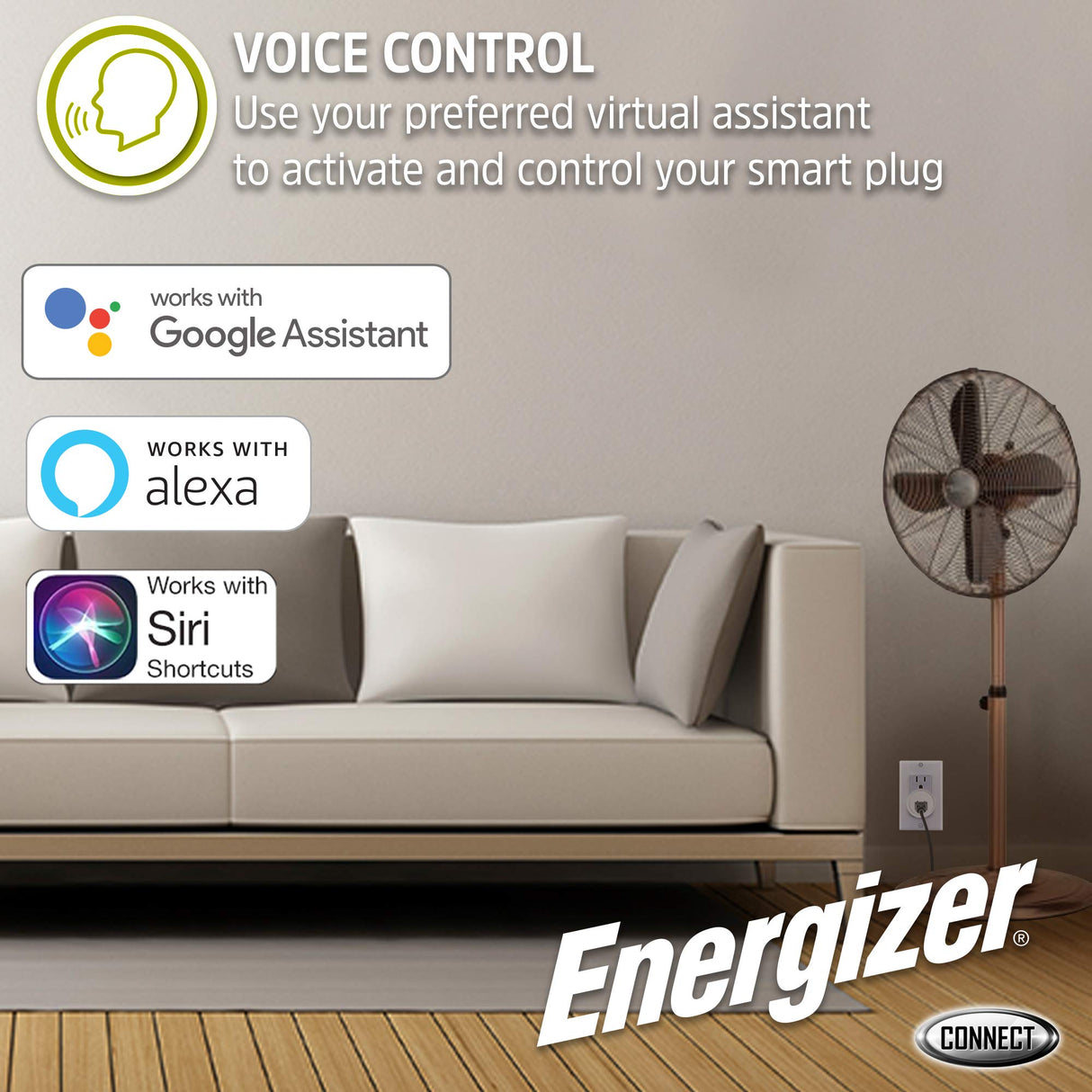 Energizer Connect Smart WiFi Plug 4 Pack, Mobile Connect App Enabled, Voice Controlled, Alexa, Echo, Siri, Hey Google Enabled, No Hub Required, Mini Outlet 15-Watt, 2.4GHz, ETL & FCC Certified