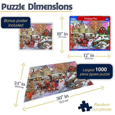 White Mountain Puzzles - Christmas Time Winter - 1000 Piece Jigsaw Puzzle - image 3