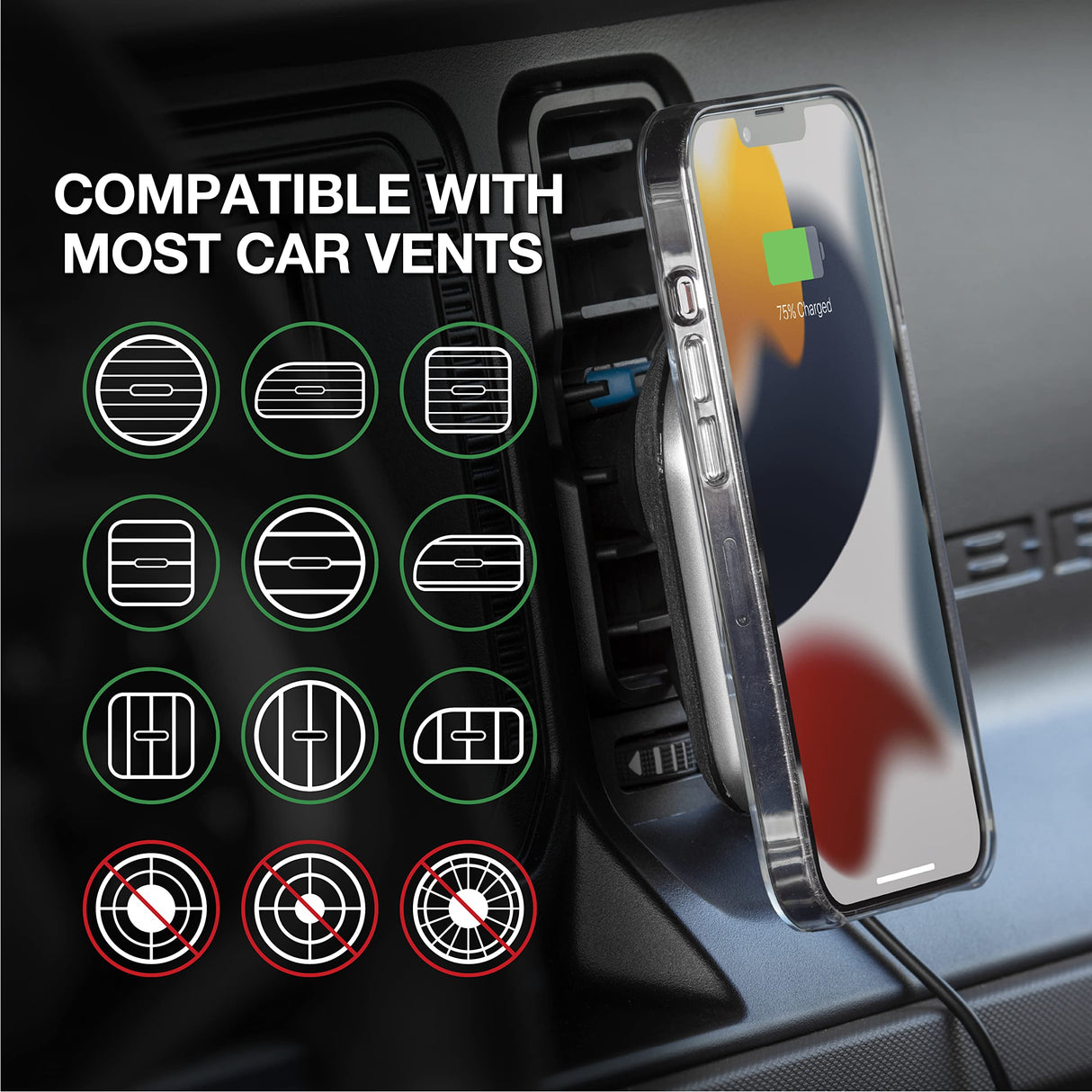 Scosche - Magicmount Pro Charge5 Wireless Charging Dash / Vent Mount - Black And Silver