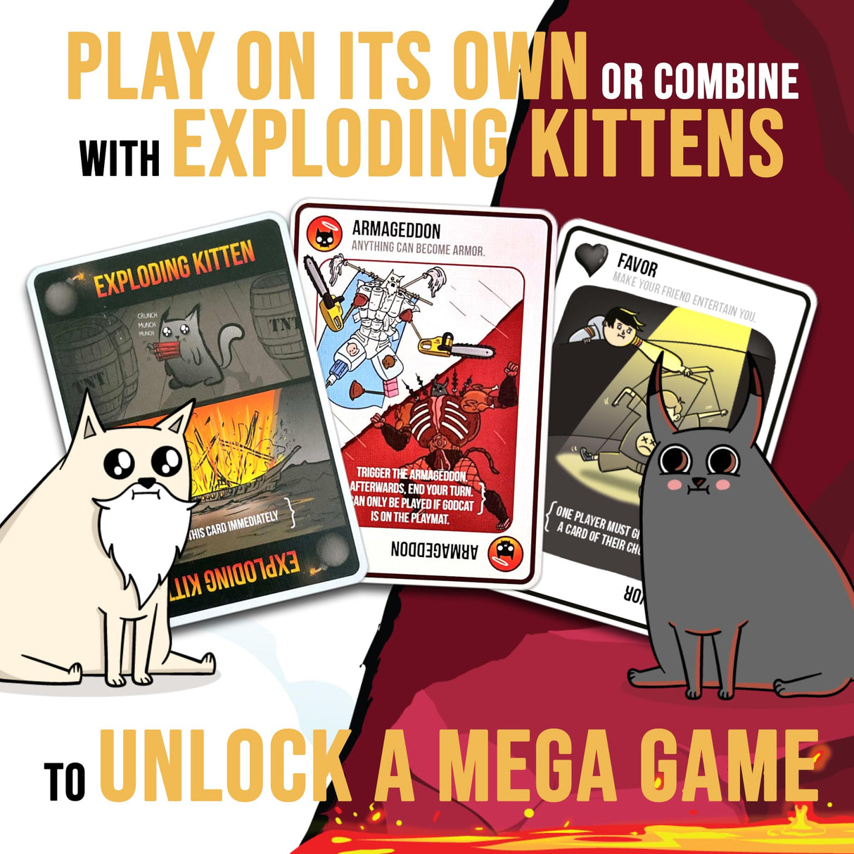 Exploding Kittens Good vs. Evil - 2-5 Players - Ages 7+ - Inspired by Netflix Show - High Stakes Family Card Game - Party Game, Family Game Night, Animated Netflix Show