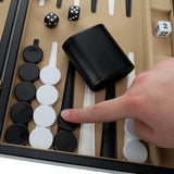 WE Games Backgammon Set, Black Leatherette Case, 14.75 x 9.75 in. Closed; 19.25 x 14.75 in. Open, Family Board Games, Board Games for Adults and Family, Travel Board Games, 2 Player Games