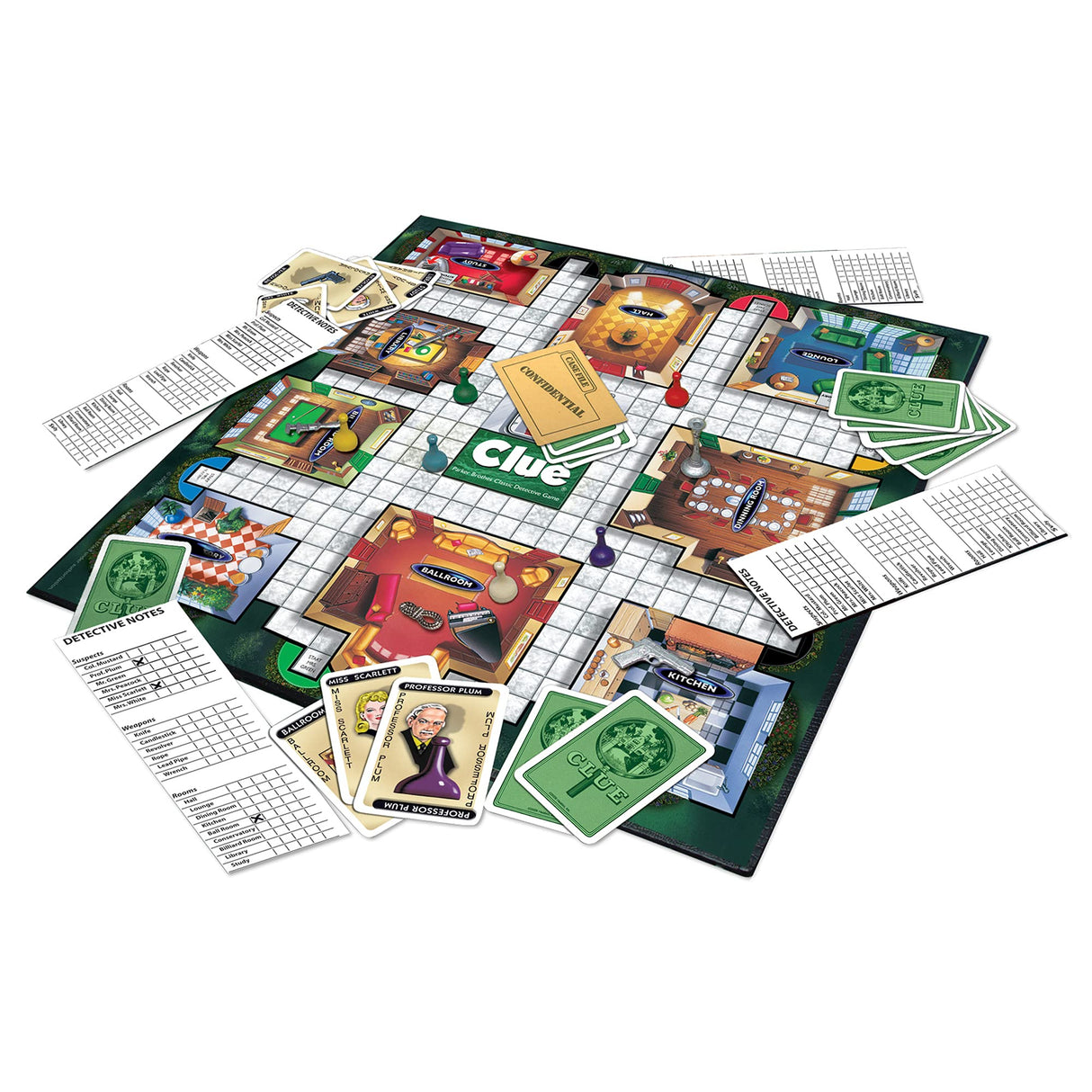 Clue Classic with 1949 Card Artwork & Suspects, by Winning Moves Games USA, Original Whodunnit Murder Mystery Game with Metal Weapons for 3to 6 Players, Ages 8 and up