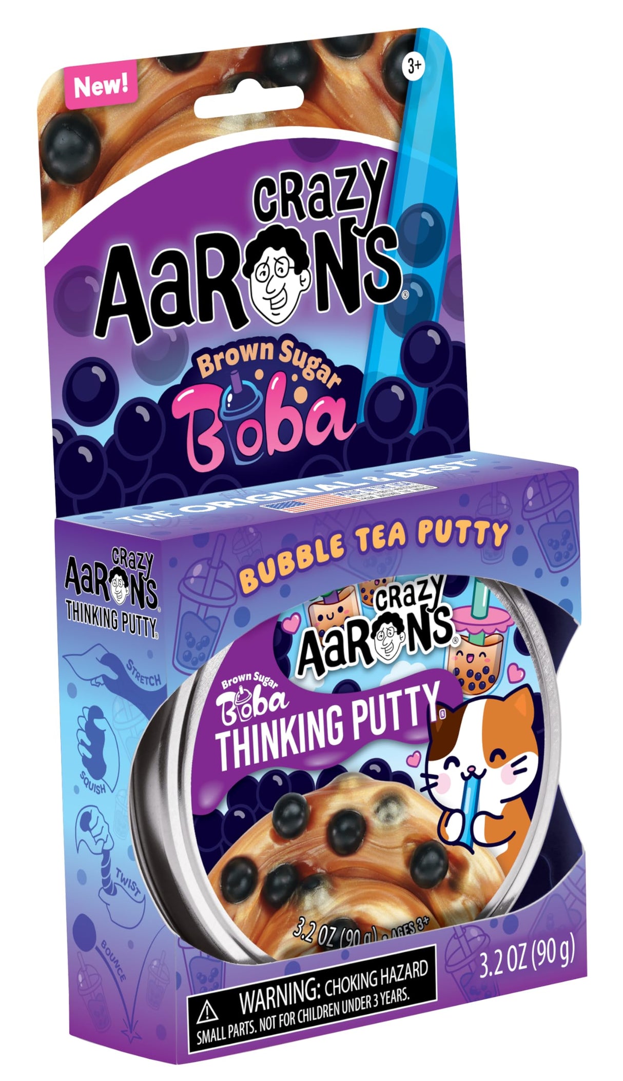 Crazy Aaron’s 4” Brown Sugar Boba Thinking Putty 90 Grams - Never Dries Out - Sensory Play Putty - Creative Toy for Kids and Adults - Crazy Aaron’s Thinking Putty® - Made in The USA