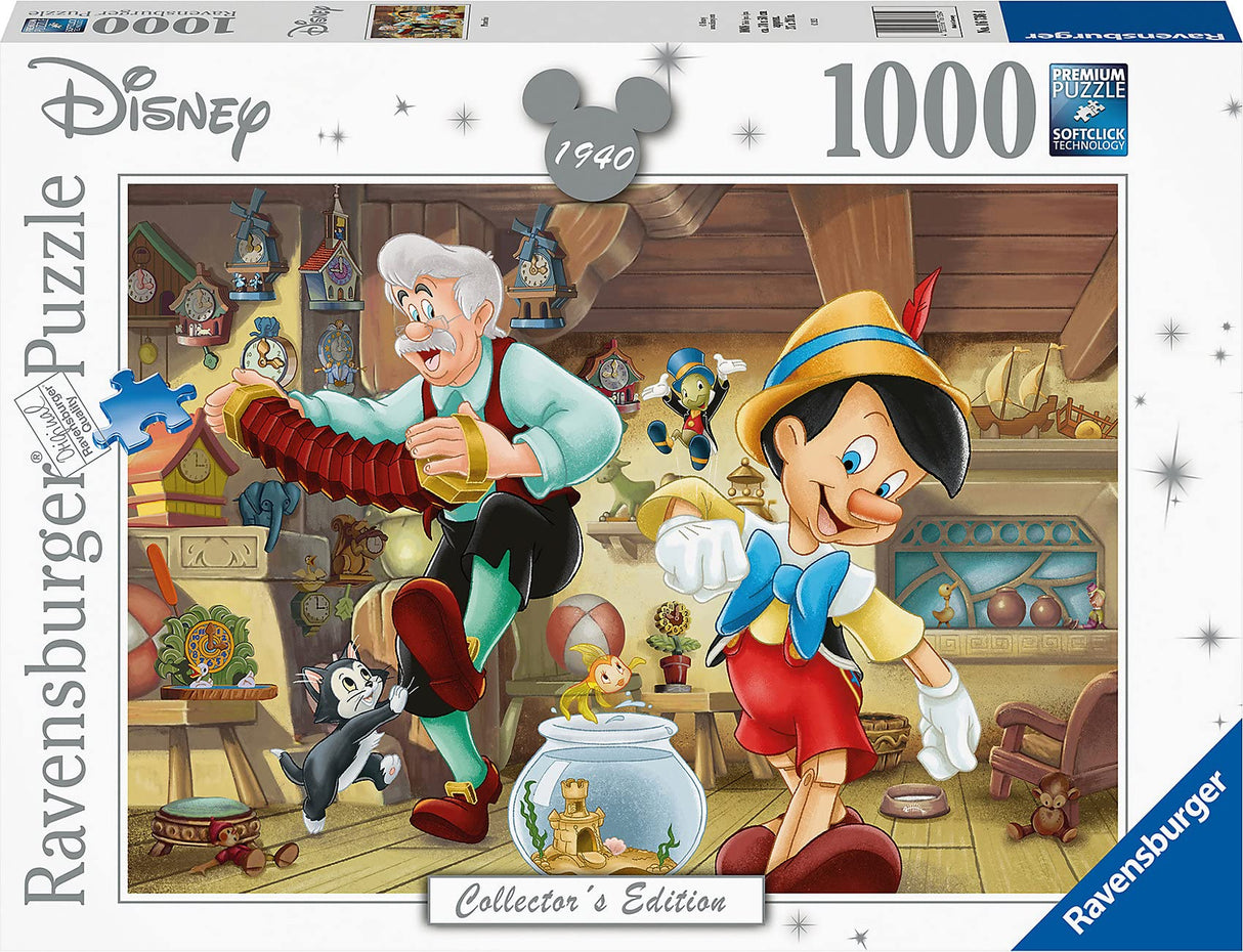 Ravensburger Disney Pinocchio 1000 Piece Jigsaw Puzzle - Unique Softclick Technology Vibrant, Glare-Free Artwork | Sustainable Forestry Sourced Material