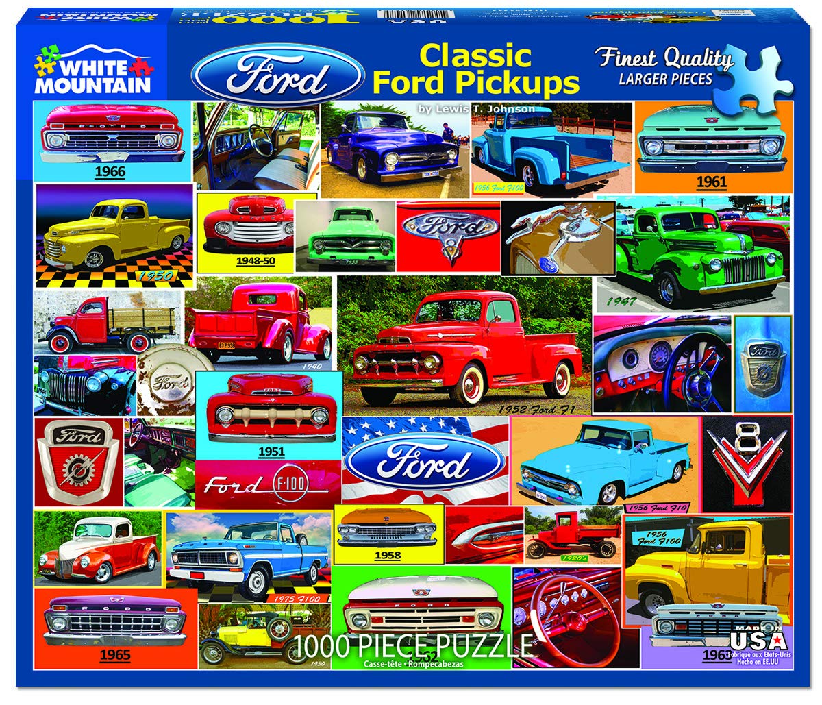 White Mountain Puzzles Classic Ford Pickups - 1000 Piece Jigsaw Puzzle