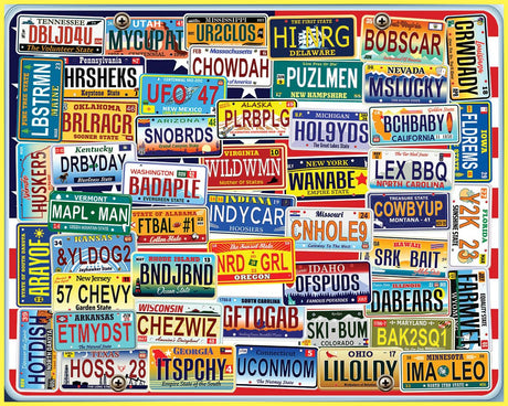 White Mountain Puzzles - Vanity Plates - 1000 Piece Jigsaw Puzzle